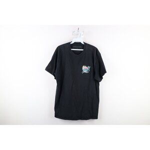 Vintage Pink + Dolphin Mens Large Distressed Waves Dolphin Short Sleeve T-Shirt